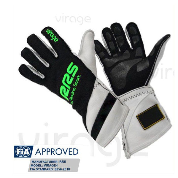 RRS Virage2 Racing Gloves (Black/Green) - FIA Approved (8856-2018)