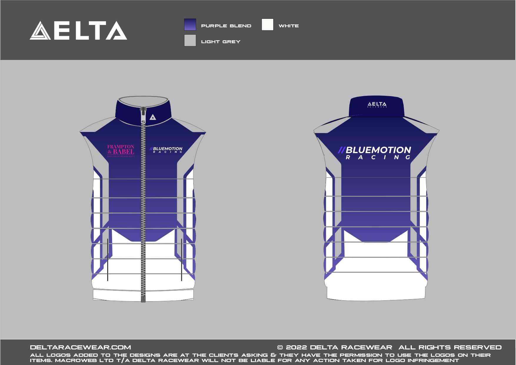 BlueMotion Racing Sublimated Kid's Bodywarmer – Delta Racewear