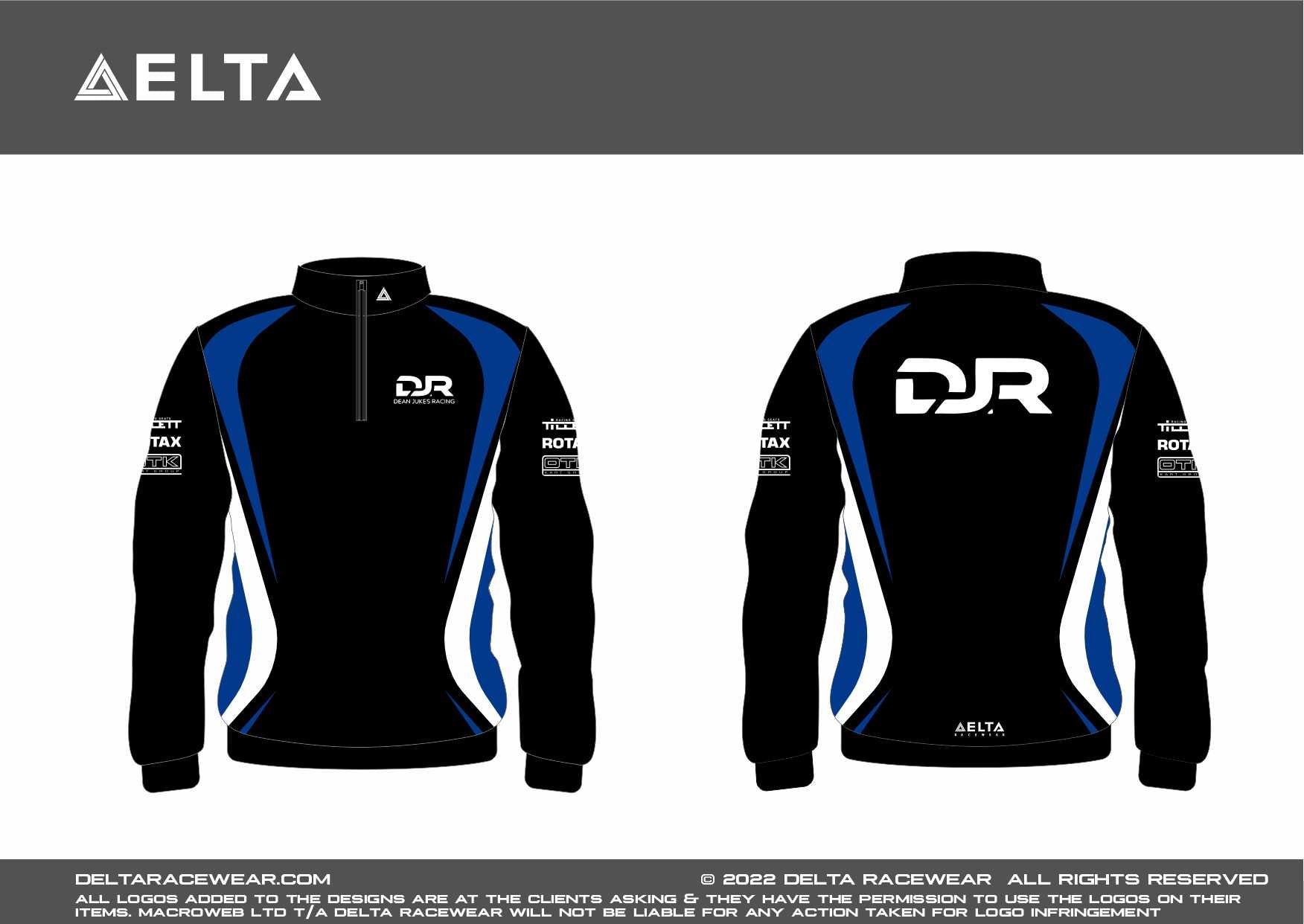 DJR Racing Sublimated Kid's Zip Neck Jumper