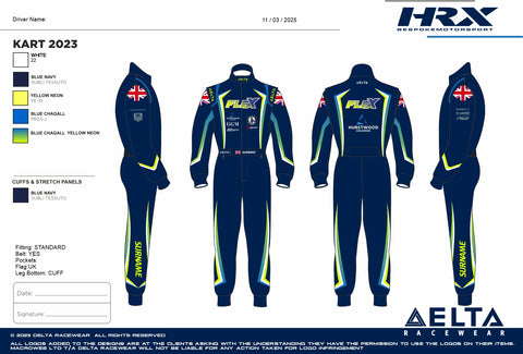 Flex Motorsport Sublimated Fuji Gold FIA 877-2022 Kart Racesuit