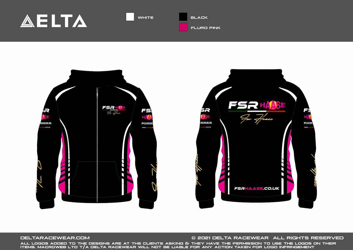 Delta Racewear Official FSR Haase 2026 Sublimated Kid's Zip Hoodie – Delta Racewear