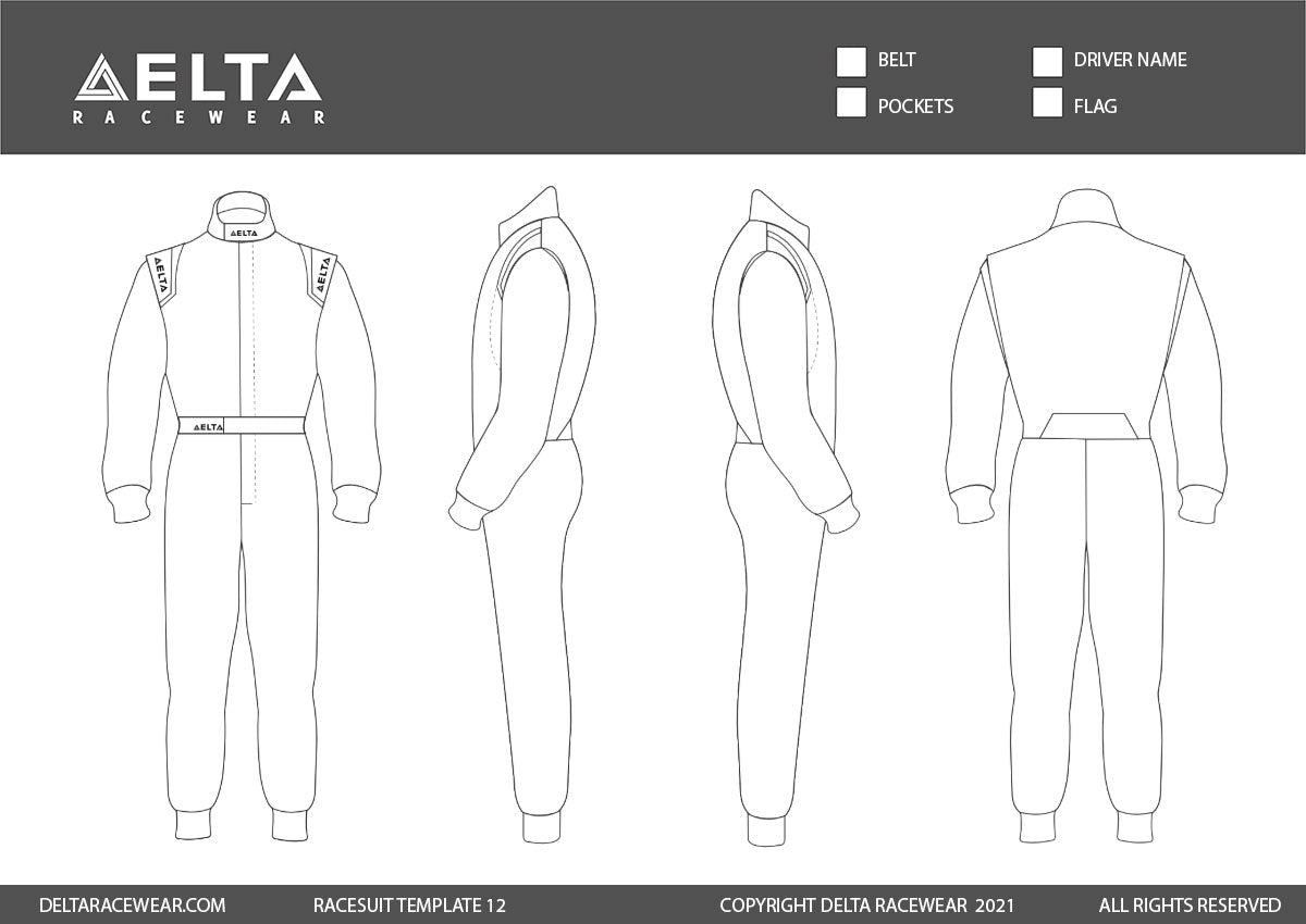 Embroidered Kartsuit Template Design 12 - Blank