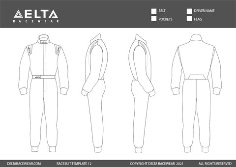 Embroidered Kartsuit Template Design 12 - Blank