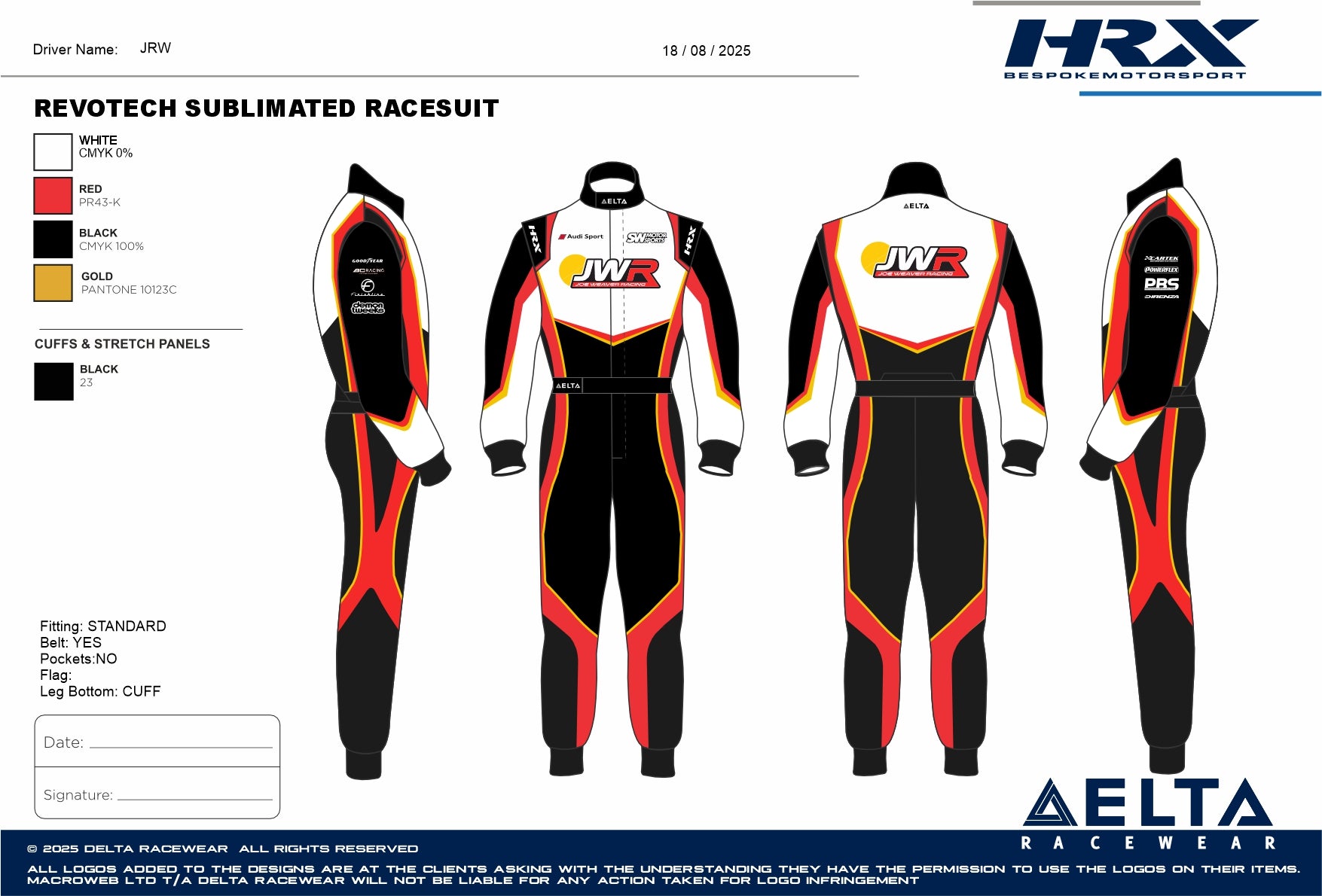 JWR Sublimated HRX Revotech Racesuit