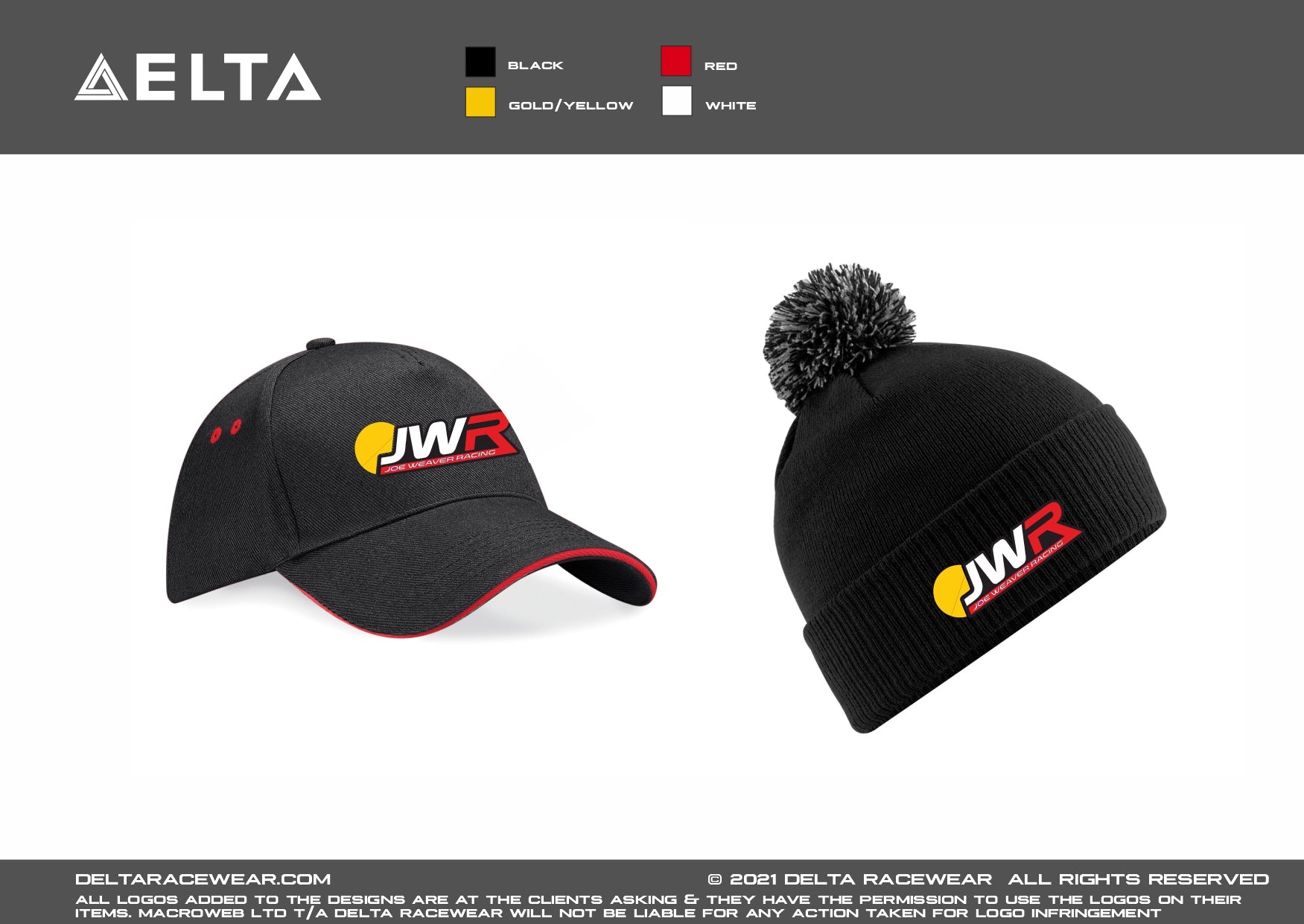 JWR Racing Embroidered Hats