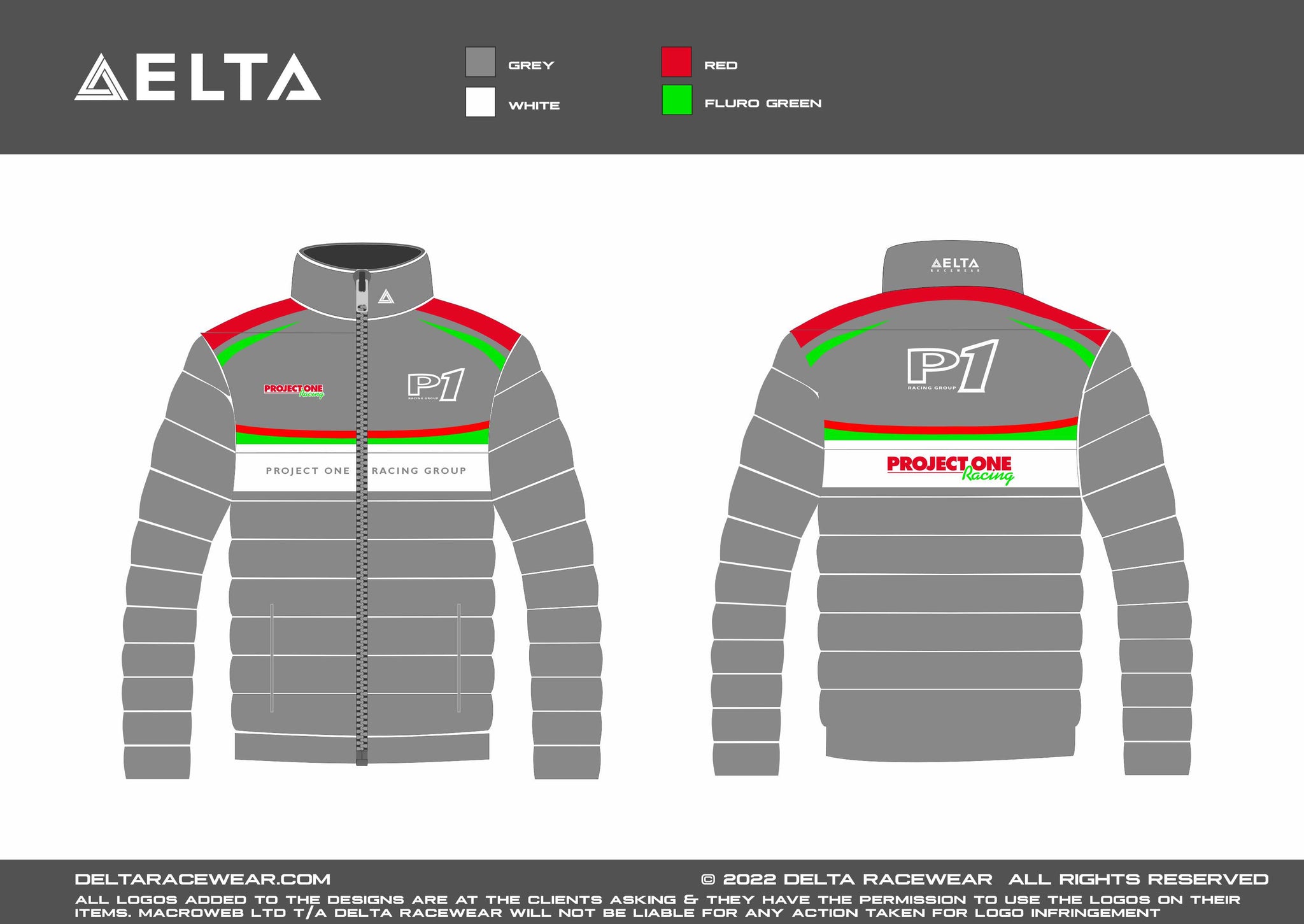 P1 Racing Group Sublimated Kid's Padded Jacket