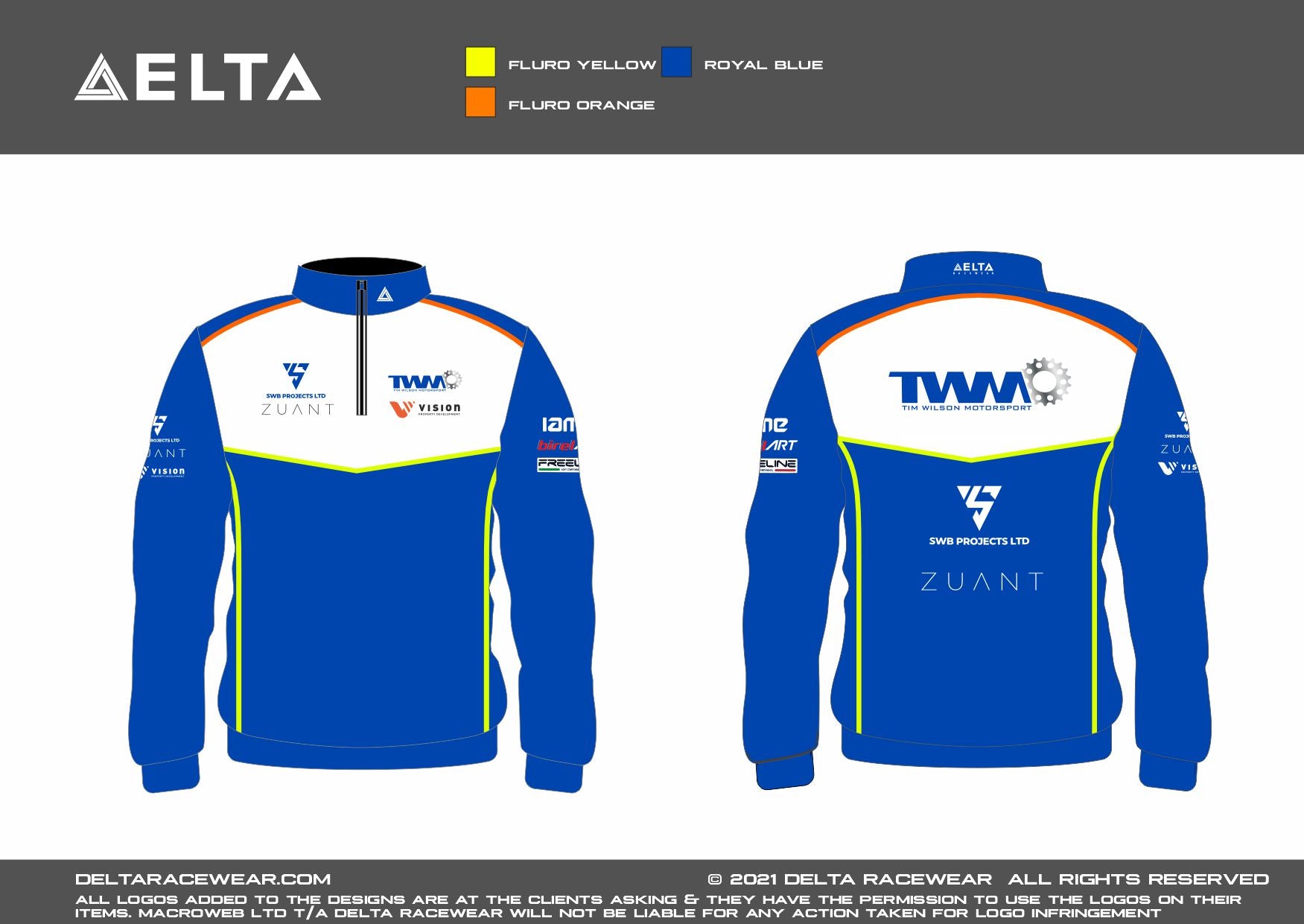 Tim Wilson Motorsport Kid's Sublimated Zip Neck Jumper