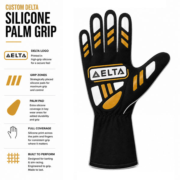 Graffiti Splash Karting & Sim Racing Gloves – Fluoro Yellow, Black & White