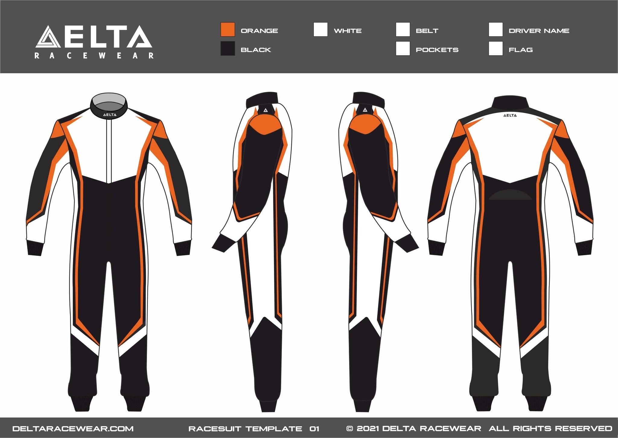 Sublimated with Embroidery Kartsuit Template Design 01