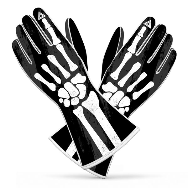 No. 1 Winning Skeleton Karting & Sim Racing Gloves – Black & White