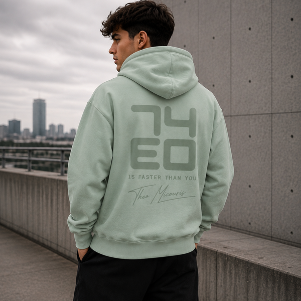 Theo Micouris 74EO Oversized Hoodie – Sage Green
