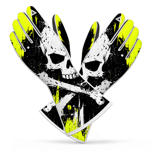 Skull & Bones Karting & Sim Racing Gloves – Fluro Yellow, Black & White