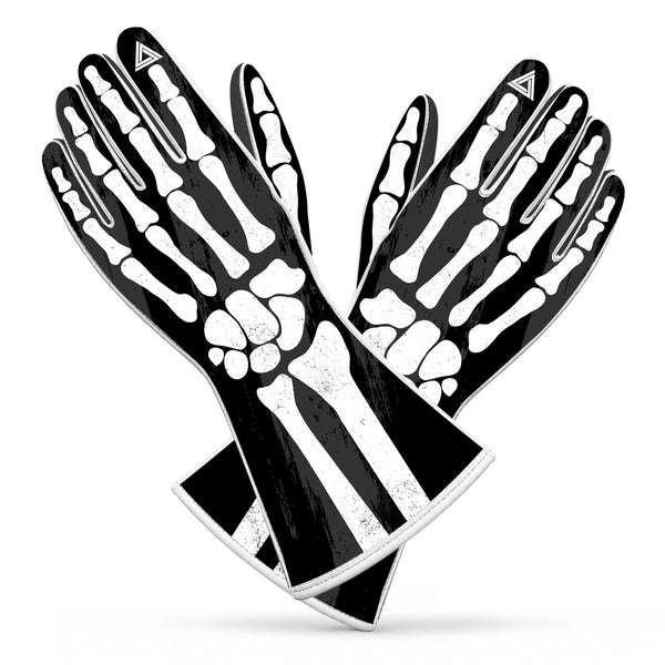 Skeleton Fingers Karting & Sim Racing Gloves – Black & White