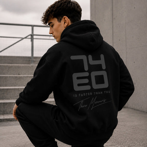 Theo Micouris 74EO Oversized Hoodie – Black