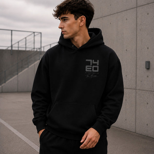 Theo Micouris 74EO Oversized Hoodie – Black