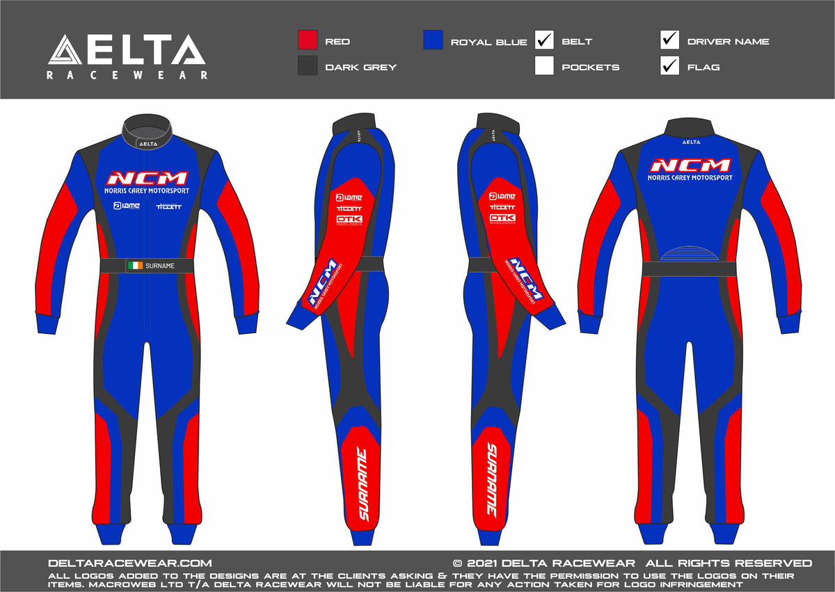 NCM Embroidered FIA 877-2022 Custom Kart Racesuit – Delta Racewear