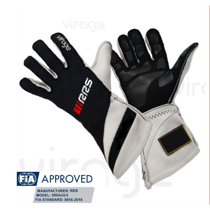 RRS Virage2 Racing Gloves  (Black/White) - FIA Approved (8856-2018)