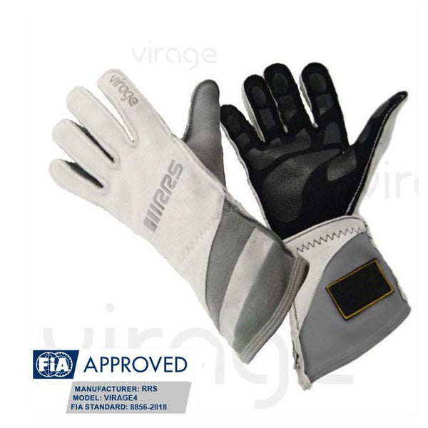 RRS Virage2 Racing Gloves (White/Grey) - FIA Approved (8856-2018)