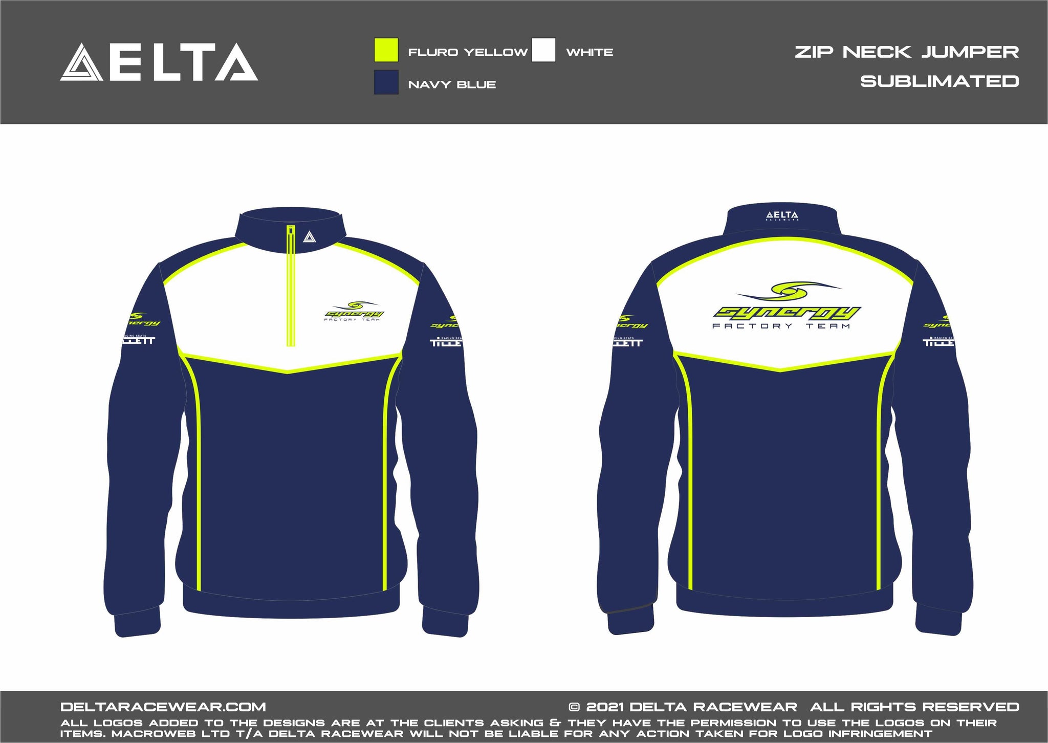 Synergy Factory Team Sublimated Women's Zip Neck Jumper