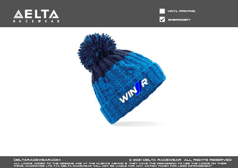 WINR Embroidered Bobble Hat