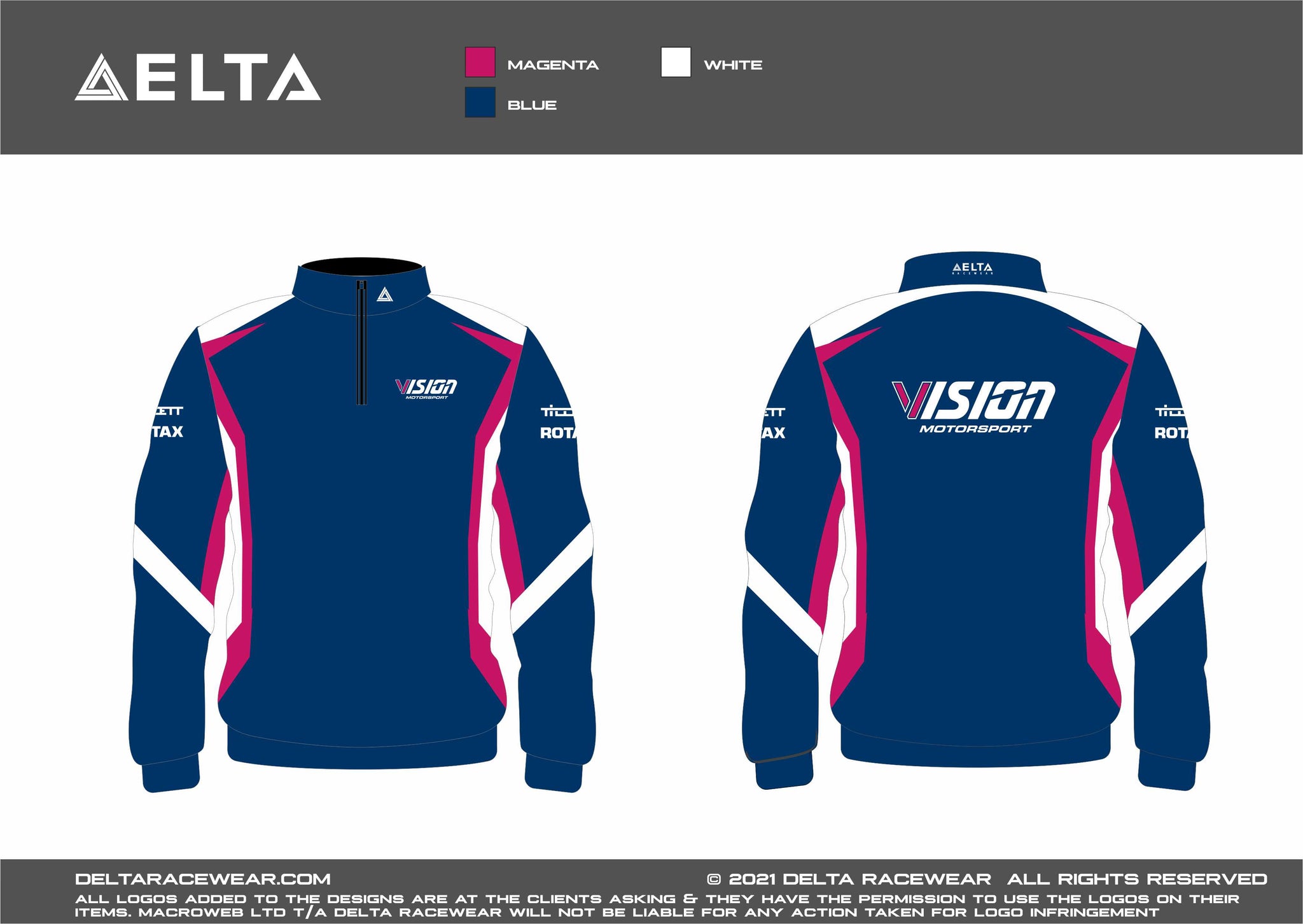 Vision Motorsport Sublimated Men's Zip Neck Track Top